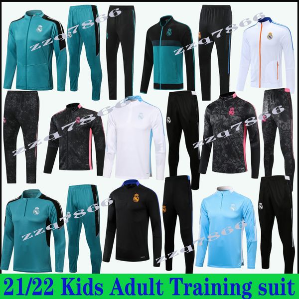 2021 Adulto Kids Hazard Tracksuit Futebol Treinamento Terno Jacket 2022 Marcelo Vini Jr. Benzema Modric Jogging Zipper Football Trainings Roupas
