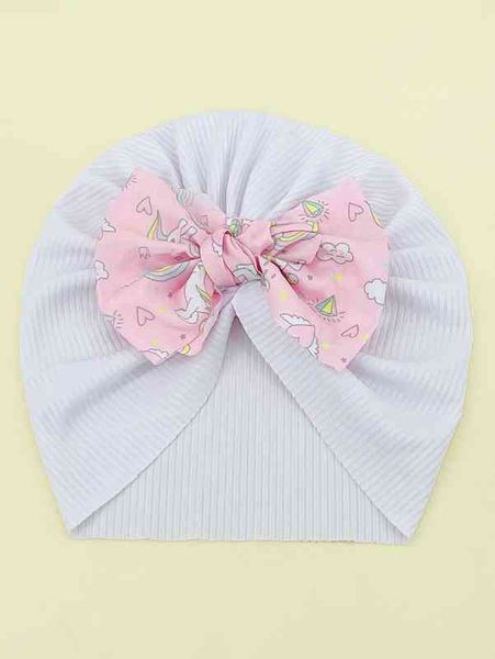 

baby flower print bow knot hat she, Yellow