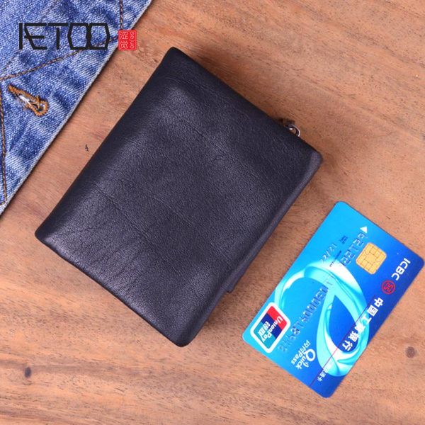 

wallets aetoo wallet men's short section leather cross zipper youth japan and south korea first layer soft wall, Red;black