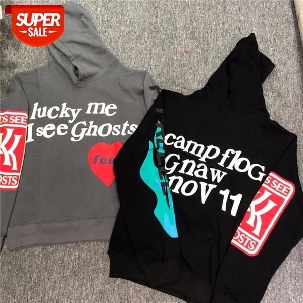 

kanye west kids see ghosts e hoodie flocking men hoodies sweatshirts streetwear kids see ghosts e hoodie pullover #s70b, Black