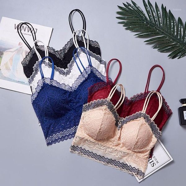 

bustiers & corsets summer lace bra seamless hollow tube underwear shoulder strap flower sweet wrapped chest, Black;white