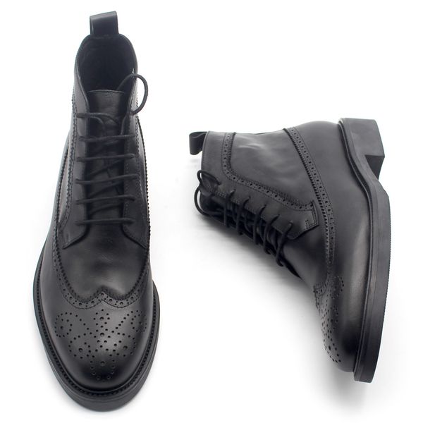 

handmade brogue martin boots cow leather winter cargo booties lace up high fashion short knight boot, Black
