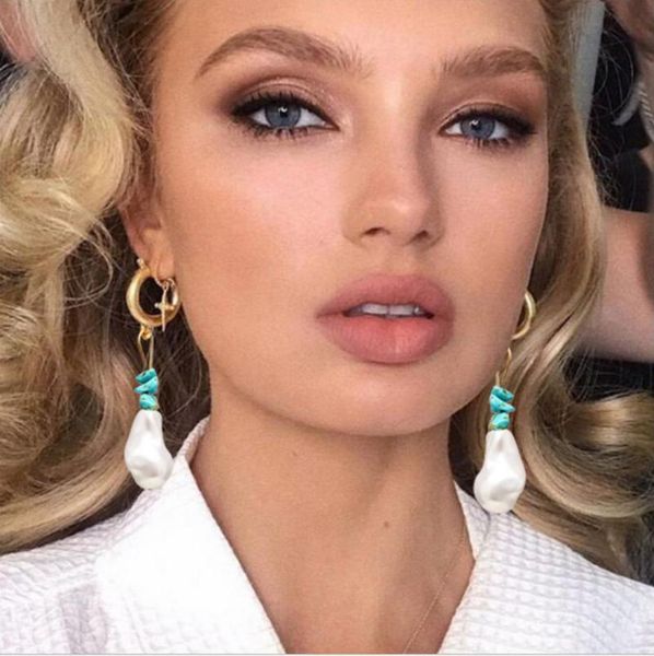 

dangle & chandelier knot earring blue stone plastic pearl pendant alloy material gold color plated for woman girls gift, Silver