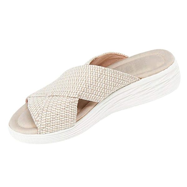 

slippers women casual platform womens beach cross sandals summer plus size shoes for ladies wedge female, Black