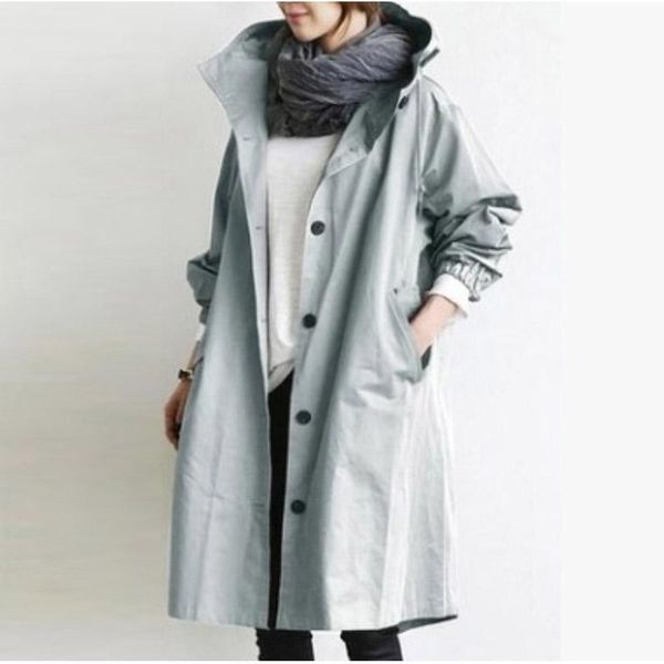 

women's trench coats fashion womens oversize s-5xl hooded long spring autumn windproof lady female casual clothes 8 color windbreaker, Tan;black