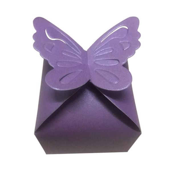 

10pcs creative butterfly candy box lovely iridescent paper packaging gift boxes party supplies for wedding festival (purple)