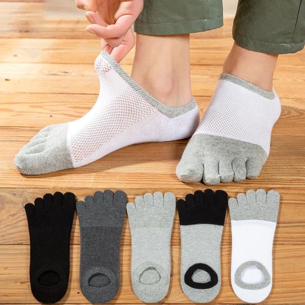 

men's socks 5pairs/men's five fingers breathable cotton antibacterial ankle sports short tube thin spor, Black
