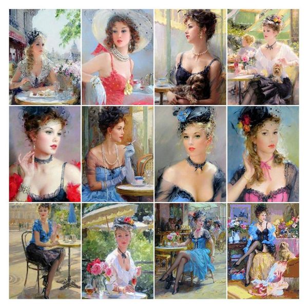 

diamond painting lzaiqizg full square/round arrival noble ladies handmade gift beads embroidery portrait home decor