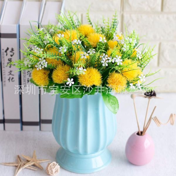 

curd 5 head dandelion imitation flowers home decoration wedding boquet holder
