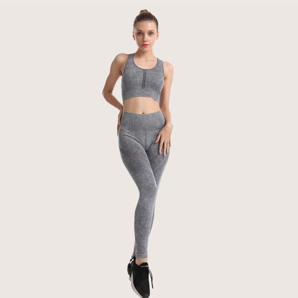 

yoga outfit printing seamless set women's sportswear fitness clothes high waist gym leggings +adjustable sports bra suits