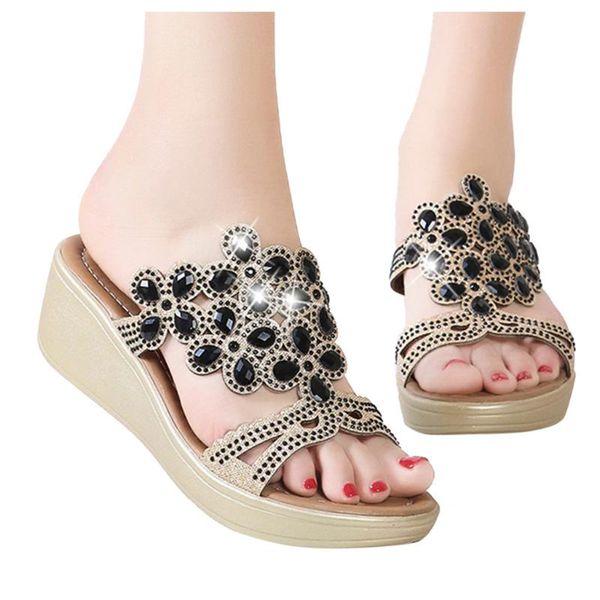 

dress shoes sagace sandals women large size summer for woman bohemia rhinestone comfortable and breathable beach ladies, Black