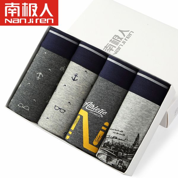 

antarctica pure cotton boxed printed boxer pants men's underwear, Black;white