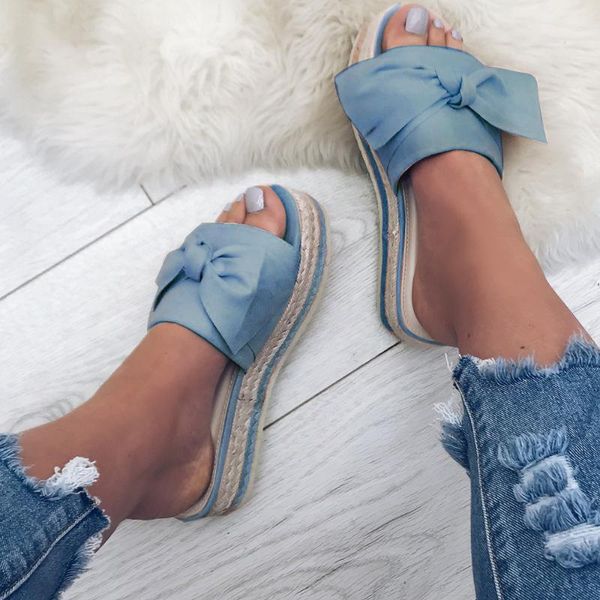 

shoes rubber flip flops flock butterfly-knot slippers women summer slides pantofle platform hawaiian flat 2021 fabric pu, Black