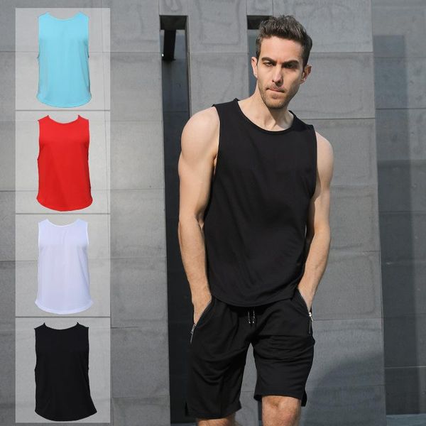 

fitness running vest men's loose quick-drying clothes sports running t-shirt man tight basketball training gym 2021 new, Black;blue