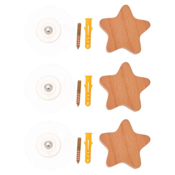 

hooks & rails 3pcs punch wall self-adhesive wooden home storage