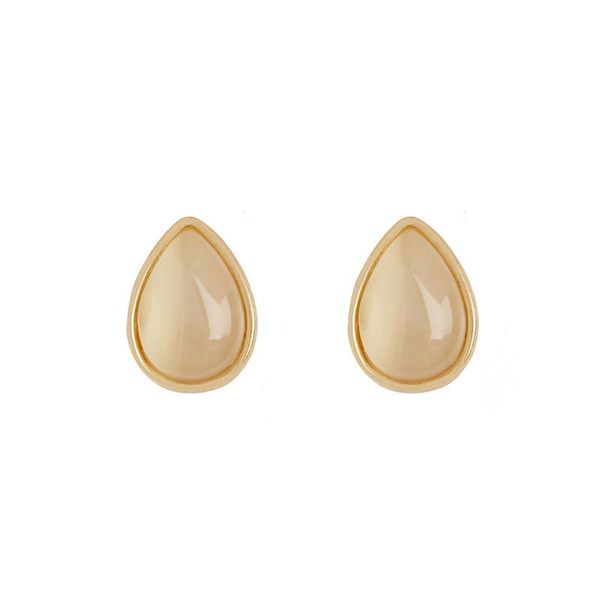 

clip-on & screw back trendy opal stone gold clip on earrings for women girl no pierced elegant geometric waterdrop statement fine jewelry, Silver