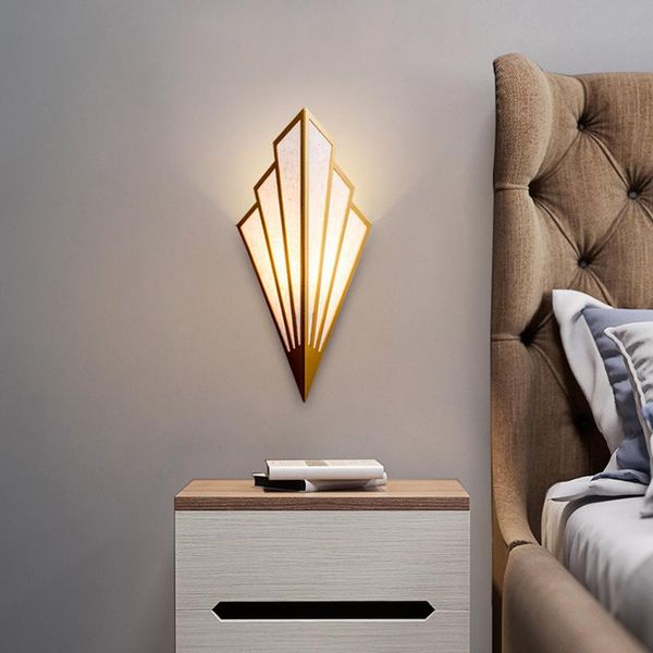 

wall lamp modern led iron fabric black gold sconce bedroom bedside living room kitchen light fixture