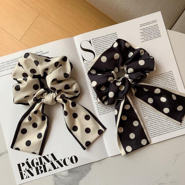 

hair accessories women fashion bowknot streamer ties lady vintage dot satin