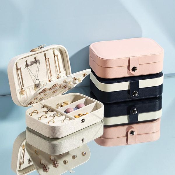 

jewelry pouches, bags white organizer display travel case boxes portable box leather storage earring holder, Pink;blue