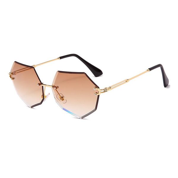 

sunglasses fashion rimless women metal polygon sun glasses uv400 shades eyewear, White;black