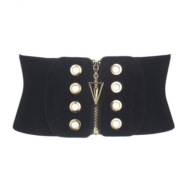 

belts european pendant zipper ladies elastic cotton waistband women's wide girdle decorative sweater skirt belt fashion wild trend, Black;brown