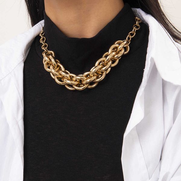 

jewelry exaggerated geometry u-shaped irregular women's street racket hip hop single layer thick chain necklac, Silver