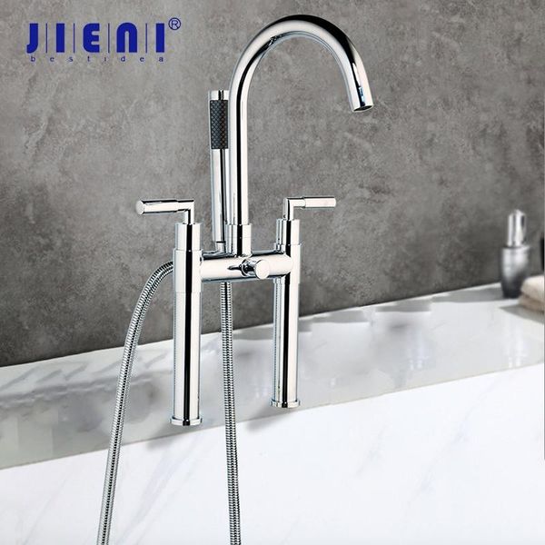 

jieni stand mounted brass bathroom water bathtub shower bath mixer faucet set bathroom bathtub press shower faucet