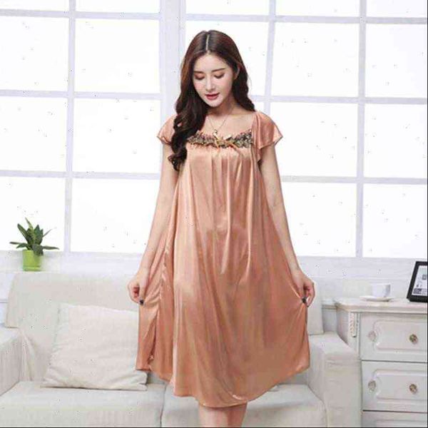 

big size 5xl nightgown womens sleepwears long night dress artificial silk stain deep v sleepwear female dressing gown nightie, Black;red