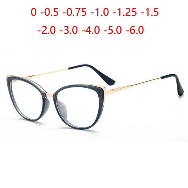 

sunglasses anti-blue light cat eye prescription spectacle women myopia lens pochromic glasses diopter 0 -0.5 -0.75 -1.0 -2.0 to -6.0, White;black
