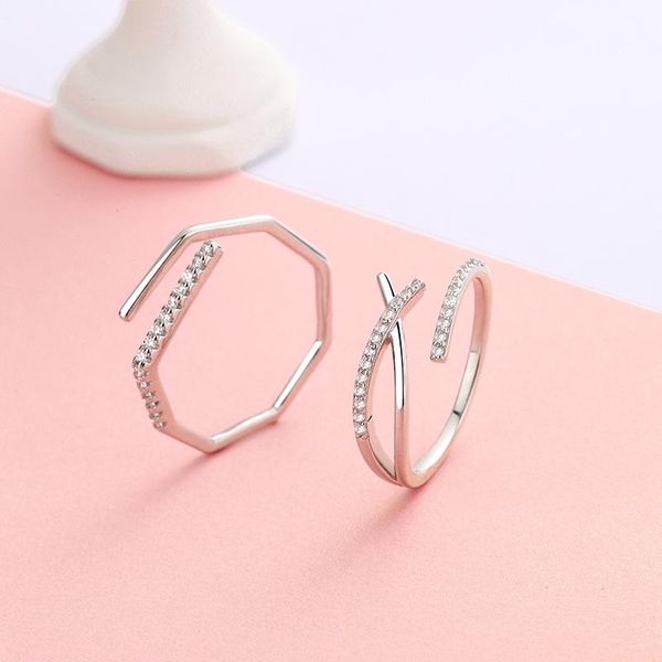 

wedding rings japan and south korea rhinestone for women silvery geometry fresh female charm knuckle ring crystal jewelry, Slivery;golden