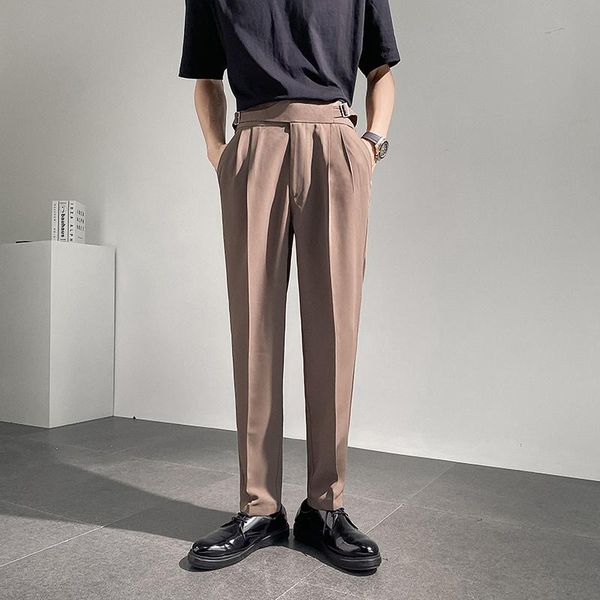 

men's suits & blazers multicolor suit pants men fashion business society mens dress korean loose straight casual trousers m-2xl, White;black