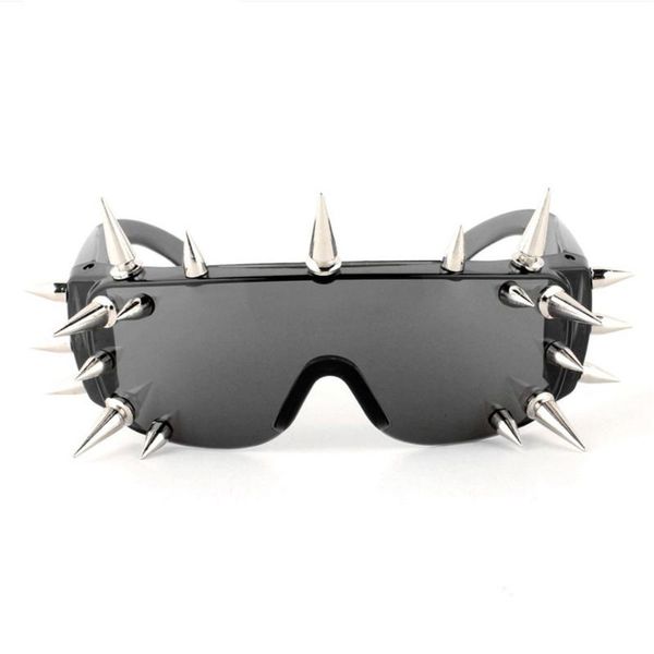 

sunglasses 2021 men windproof rivet rock goggles glasses women punk novelty plastic spike hippy one piece hip hop sunglassnx, White;black