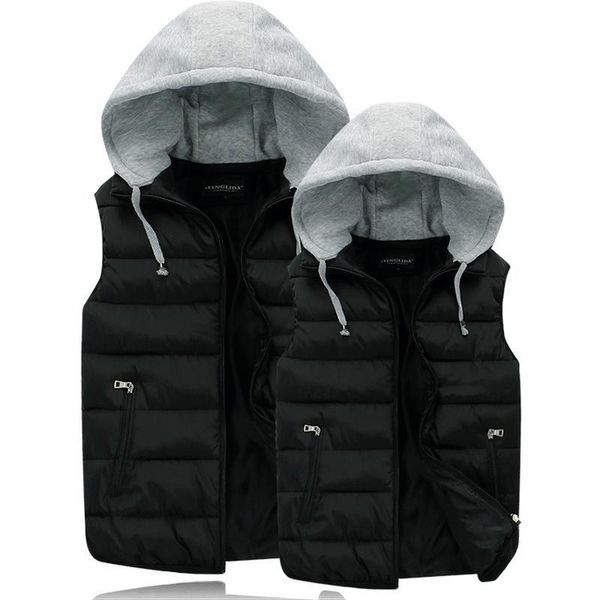 

men's vests autumn and winter the coat cotton vest thicken couples down hooded external wear fashion all-match casual, Black;white