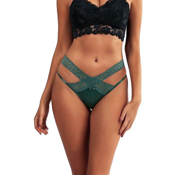 

women's panties women lace low-waist temptation lingerie ladies cross strap g string thong hollow out solid underwear, Black;pink