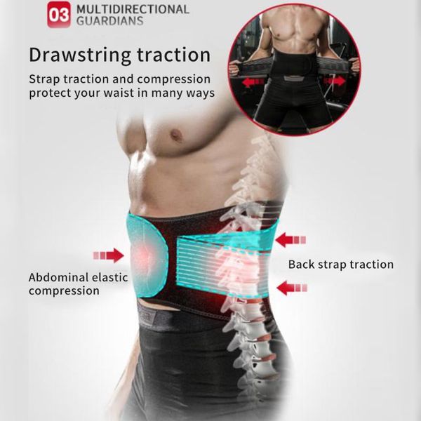 

spine lumbar slim pain relief protective gear sport gym fitness waist belt widened lower back support workout wrap training, Black;gray