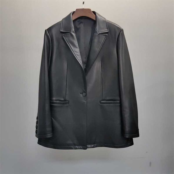 

haining sheep women's short suit locomotive leather jacket, Black;brown