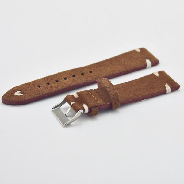 

watch bands leather strap handmade cream color 18 20mm 22mm 24mm vintage pattern band watchband, Black;brown