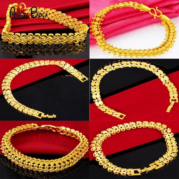 

link, chain 24k brass gold color link bracelet no fade women's alluvial wrist jewelry stainless steel cuban, Black