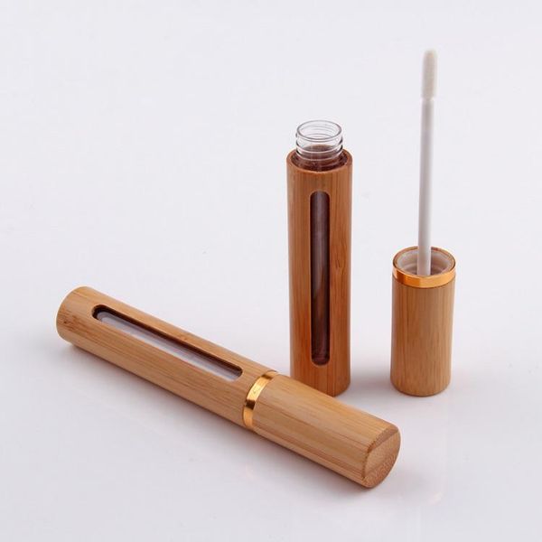 

storage bottles & jars 6ml wholesale nature bamboo wood lip gloss packaging tubes with window diy tool cylindrical containers