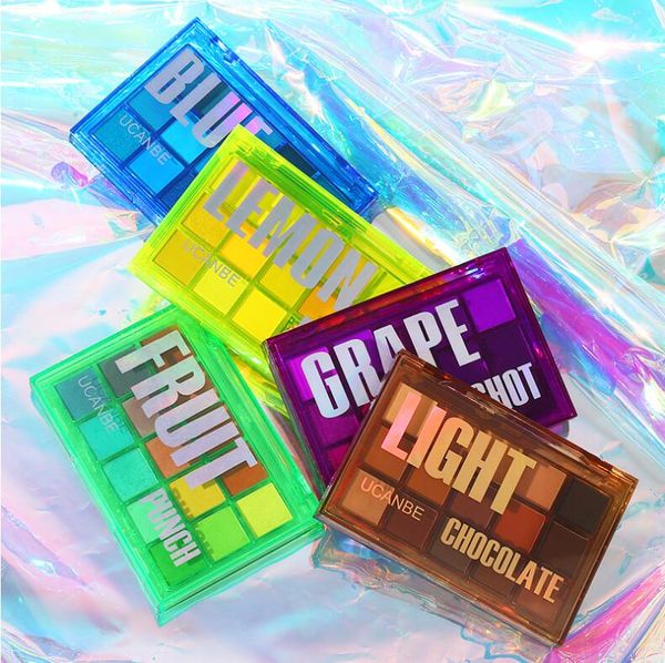 

ucanbe bright neon eyeshadow makeup palette: 15 shades high pigmented purple blue yellow shimmer matte glitter metallic eyes shadow colorful
