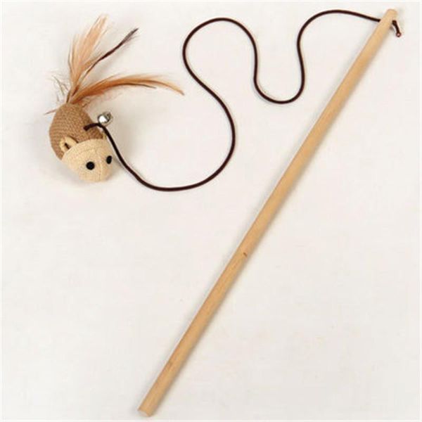 

cat toys yooap 2021 pet with bell stick wooden kitten feather teaser wand interactive toy(mouse) plush toy
