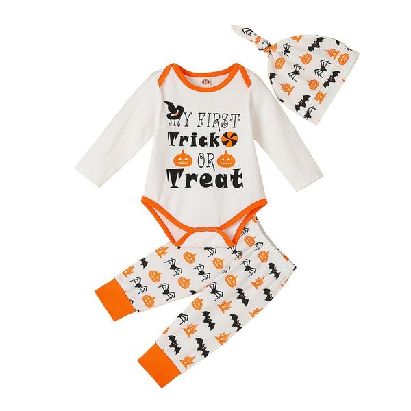 Set di abbigliamento per neonati Completi per ragazze Vestiti per neonati Abiti per bambini Primavera Autunno Lettera a maniche lunghe Tuta Pagliaccetti Pantaloni di zucca Cappelli 3Pc 1378 B3