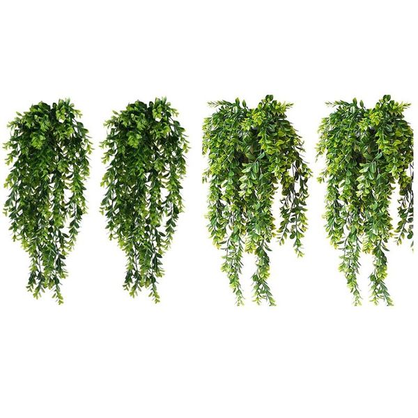 

decorative flowers & wreaths 6pcs artificial trailing plants fake hanging faux foliage greenery plant for garden pot basket decor