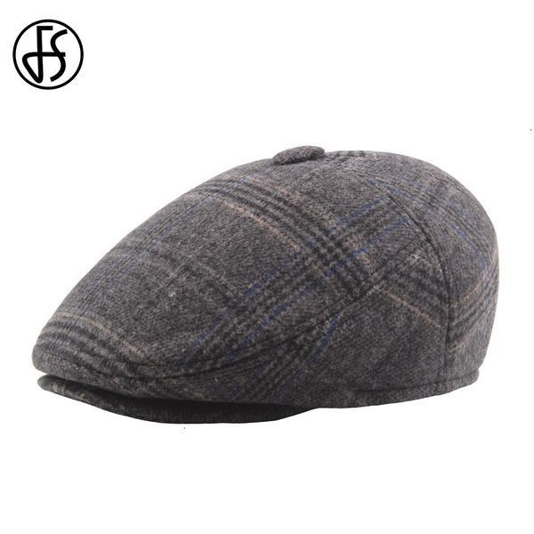 

fs autumn winter earflap berets caps men thick warm ear flap dad hat gray khaki vintage flat cap casquette peaky blinders beret, Blue;gray