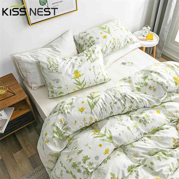 Set biancheria da letto stile fiore europeo 3 pezzi, 1 copripiumino 2 federe, Queen King Single Double Twin Full Size 210706