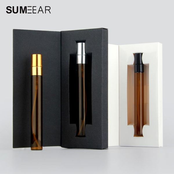 

storage bottles & jars 50pieces 10ml mini perfume bottle amber packaging boxes with atomizer glass