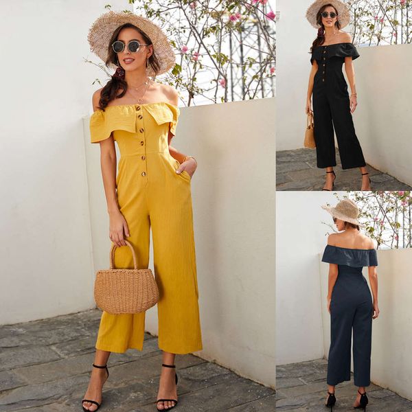 

2020 one shoulder jumpsuit, Black;white