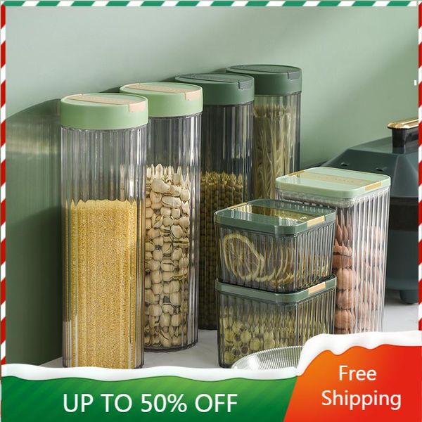 

storage bottles & jars spices sugar food jar flour container green kitchen rice box hermetic plastic modern rangement cuisine organizers zz5