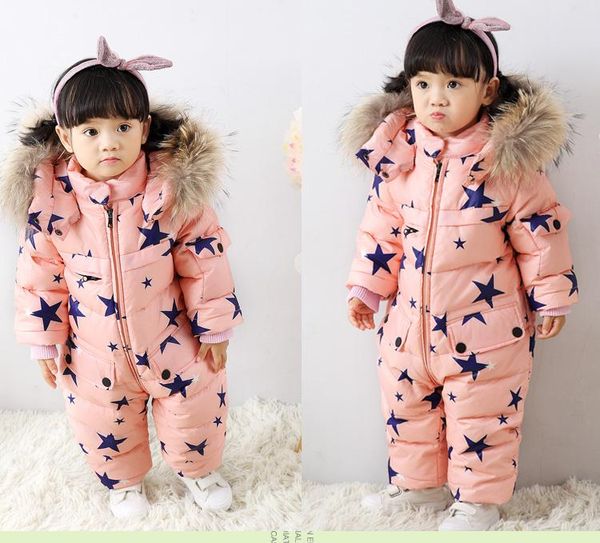 

clothing sets baby conjoined down jacket in winter, White