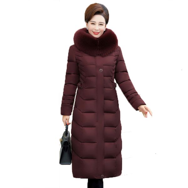

women winter down jacket with fur collar hooded warm thicken female coat x-long ladies parka parkas t191031, Black